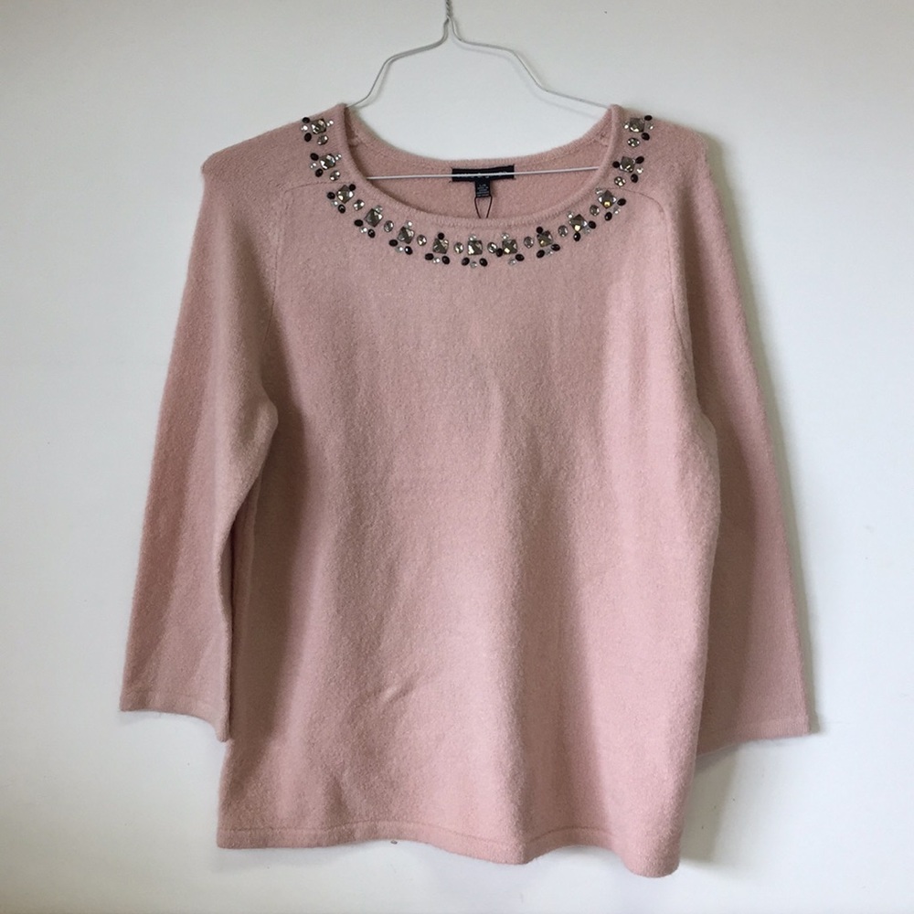 Cable and Gauge Embellished Blush Sweater Sz L